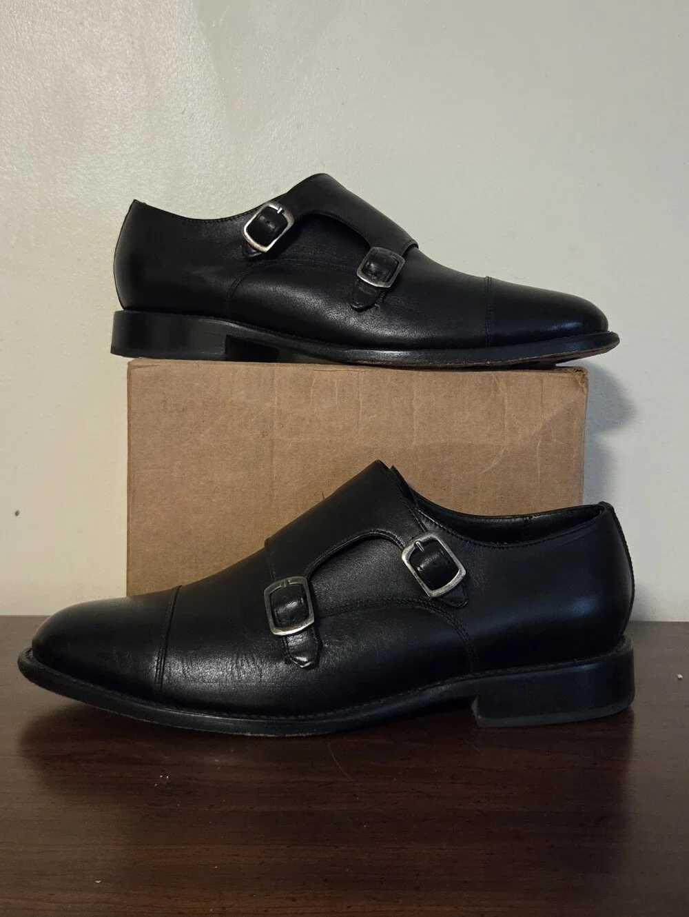 THURSDAY BOOT CO SAINT BLACK LEATHER DOUBLE MONK STRAP DRESS SHOES MENS SZ 8.5.